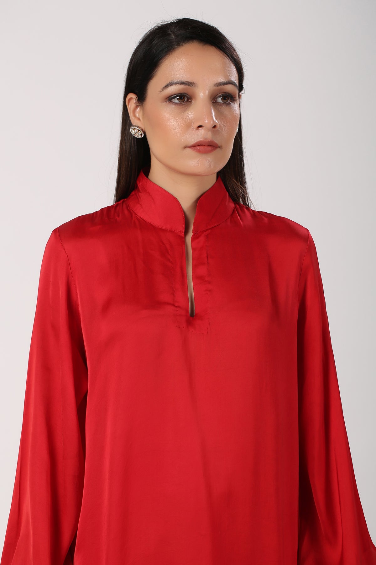 Statement Red satin Kurta pants set
