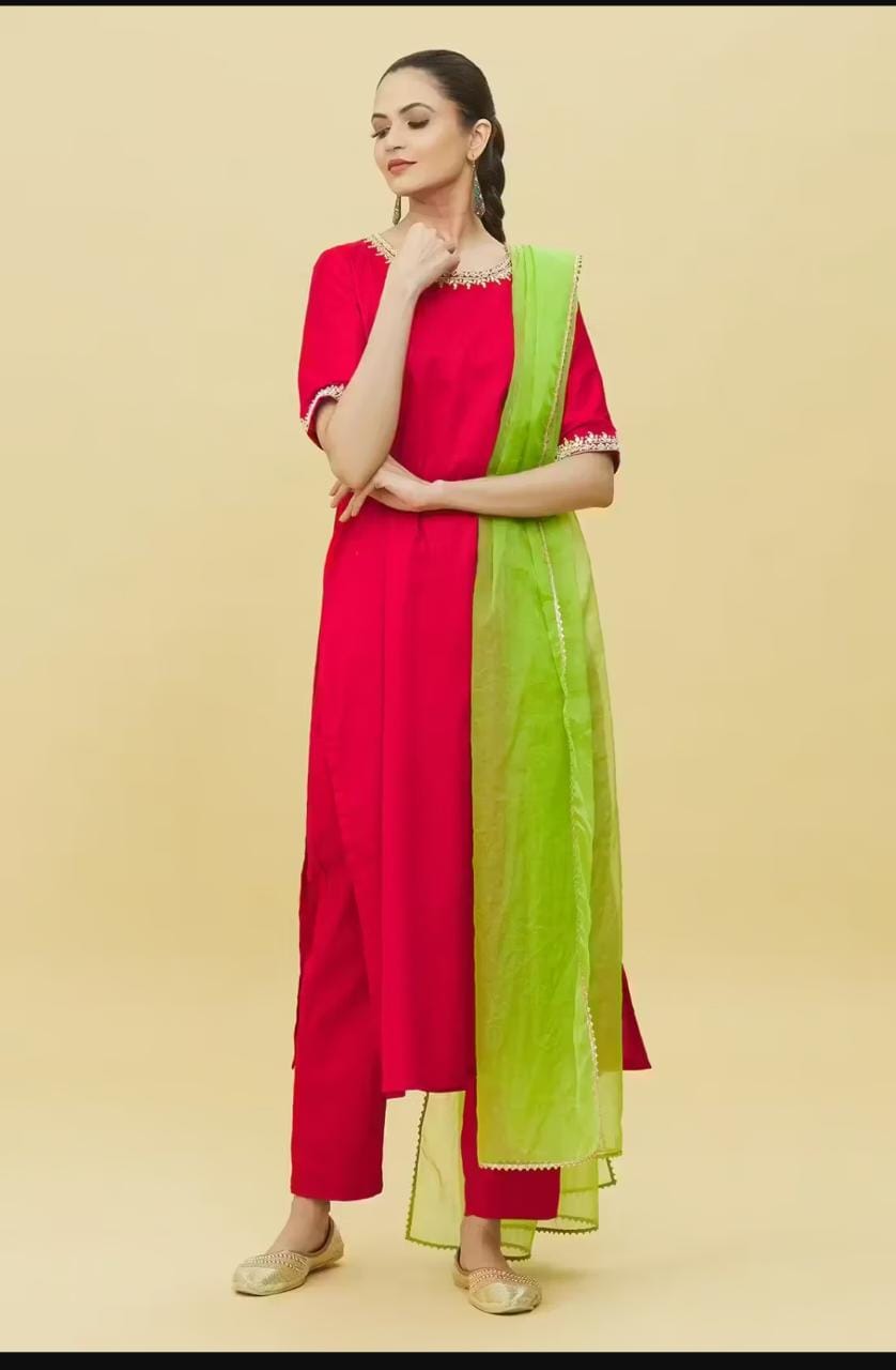 Beautiful Red Embroidered Suit