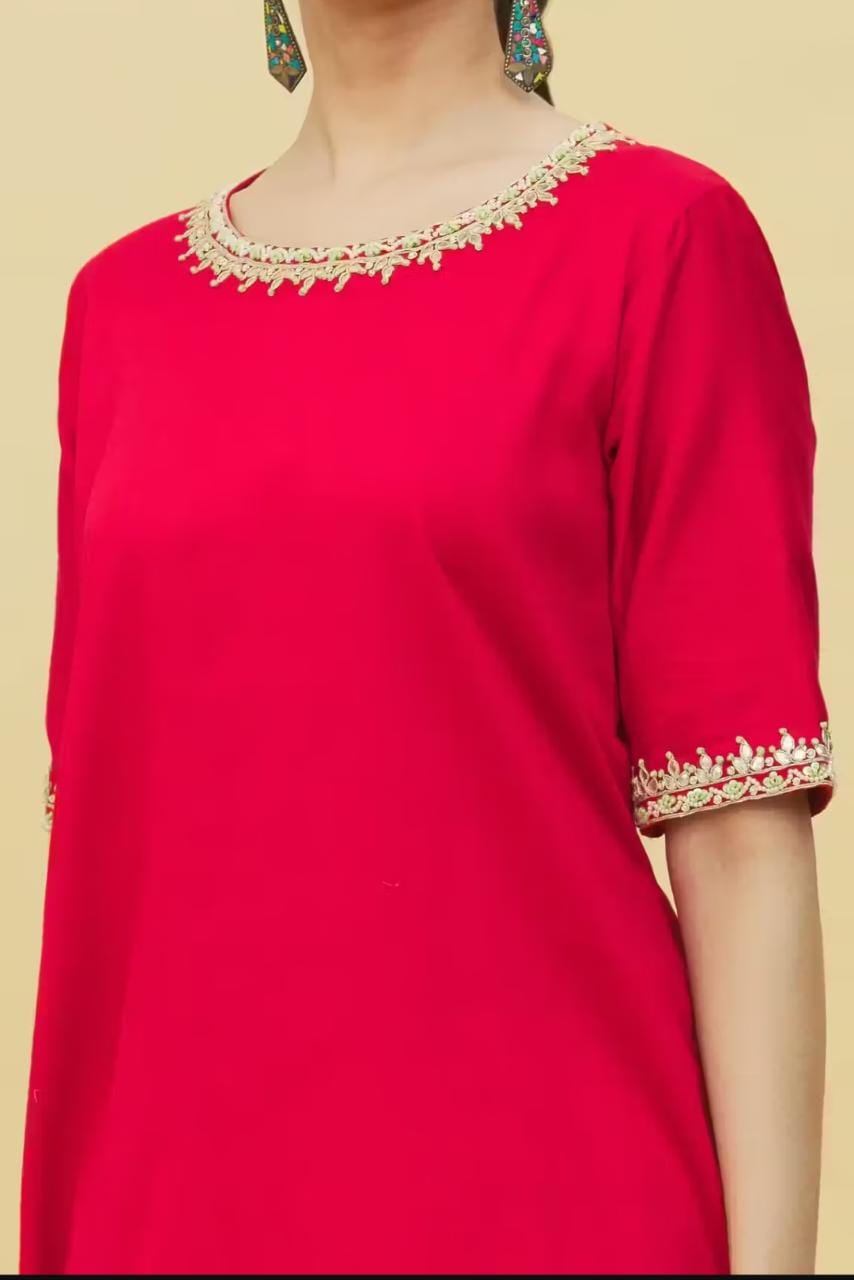 Beautiful Red Embroidered Suit