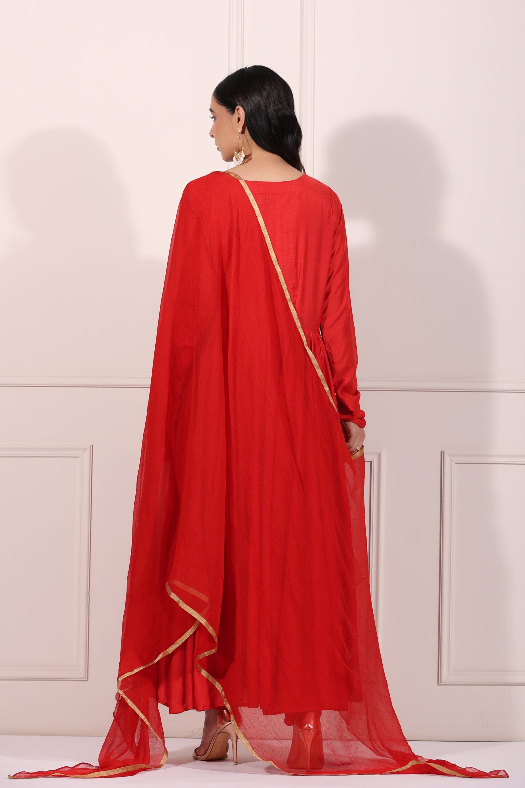 MOH  The eternal dhaga-Carmine Red Angrakha Anarkali