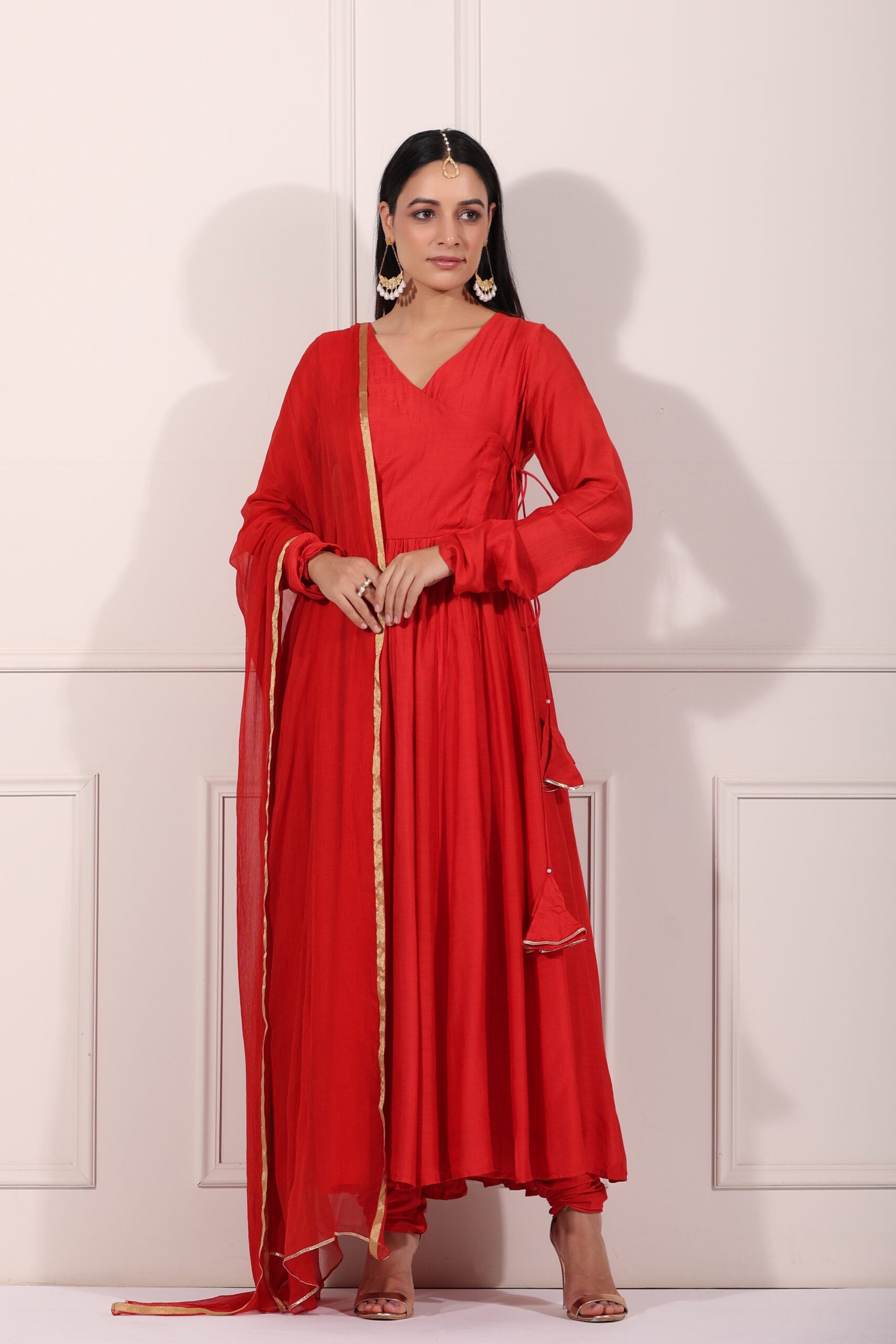 MOH  The eternal dhaga-Carmine Red Angrakha Anarkali