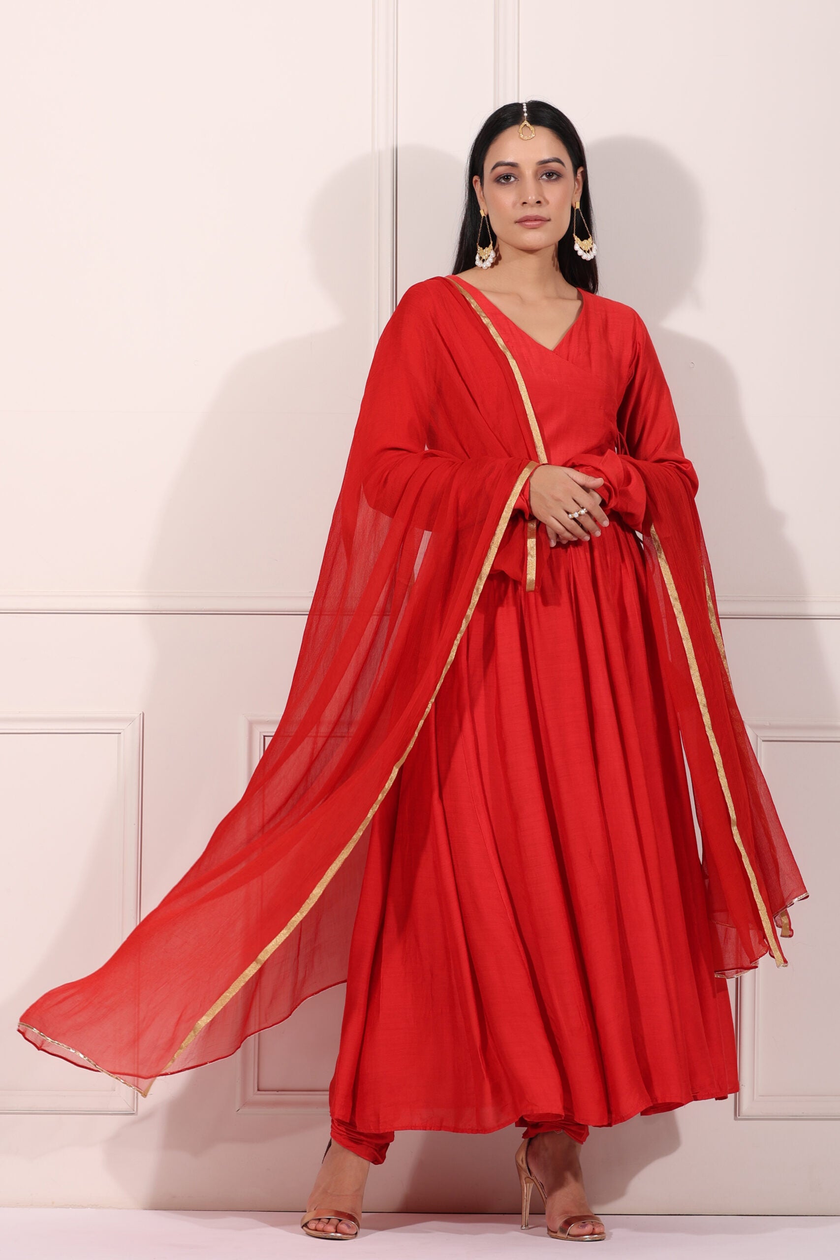 MOH  The eternal dhaga-Carmine Red Angrakha Anarkali