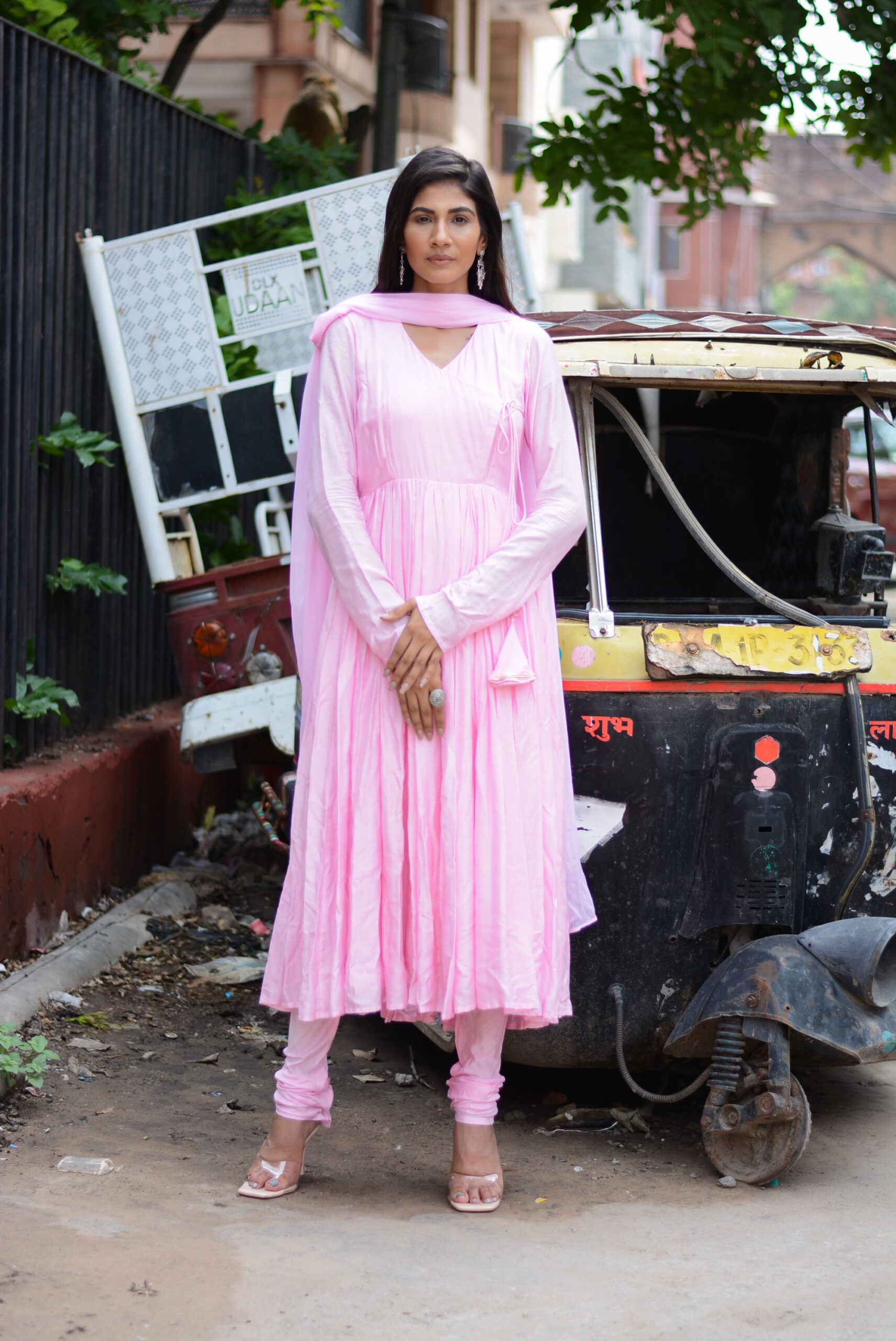 MOH  The eternal dhaga- Taffy pink anagrakha anarkali suit set