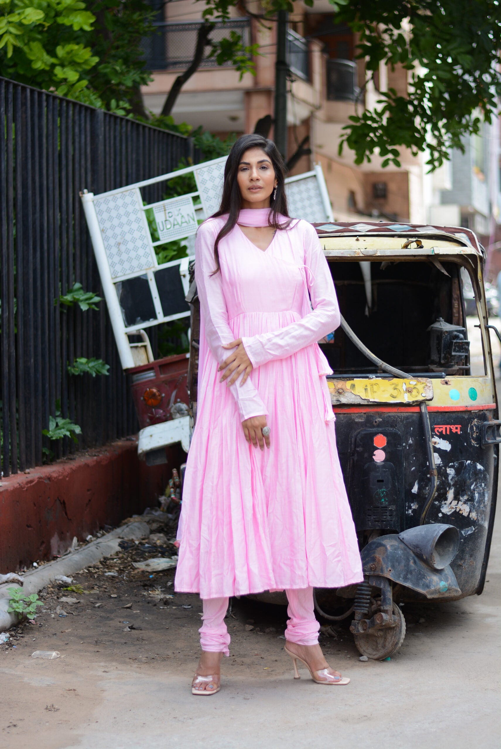 MOH  The eternal dhaga- Taffy pink anagrakha anarkali suit set