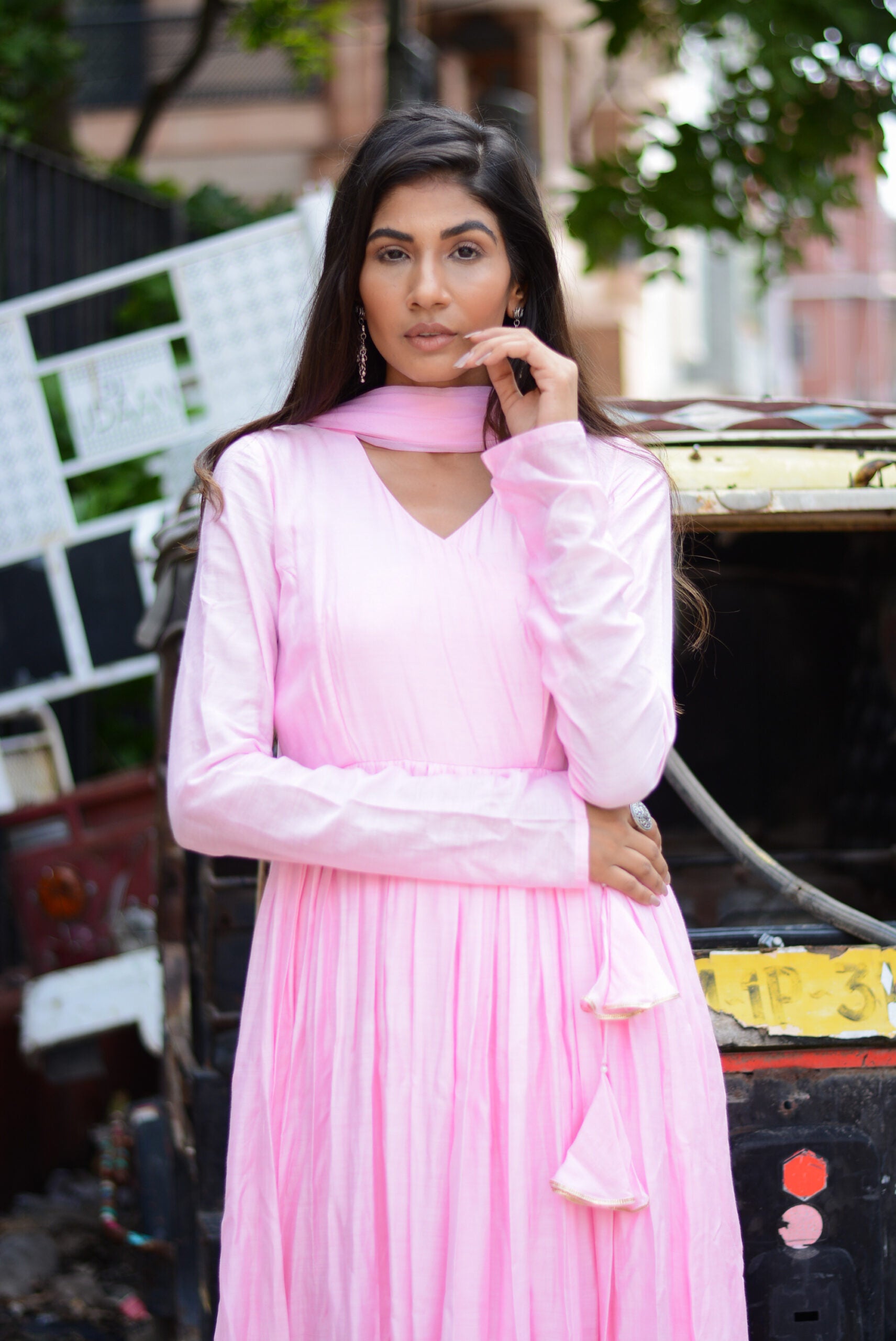 MOH  The eternal dhaga- Taffy pink anagrakha anarkali suit set