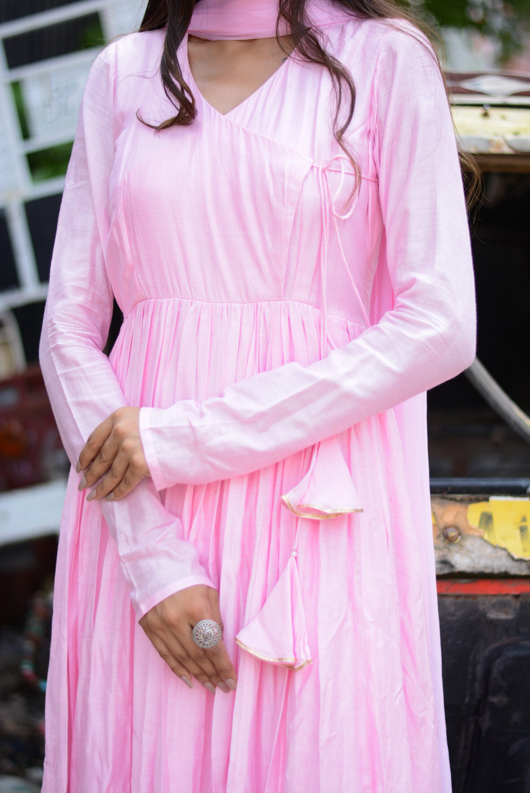 MOH  The eternal dhaga- Taffy pink anagrakha anarkali suit set