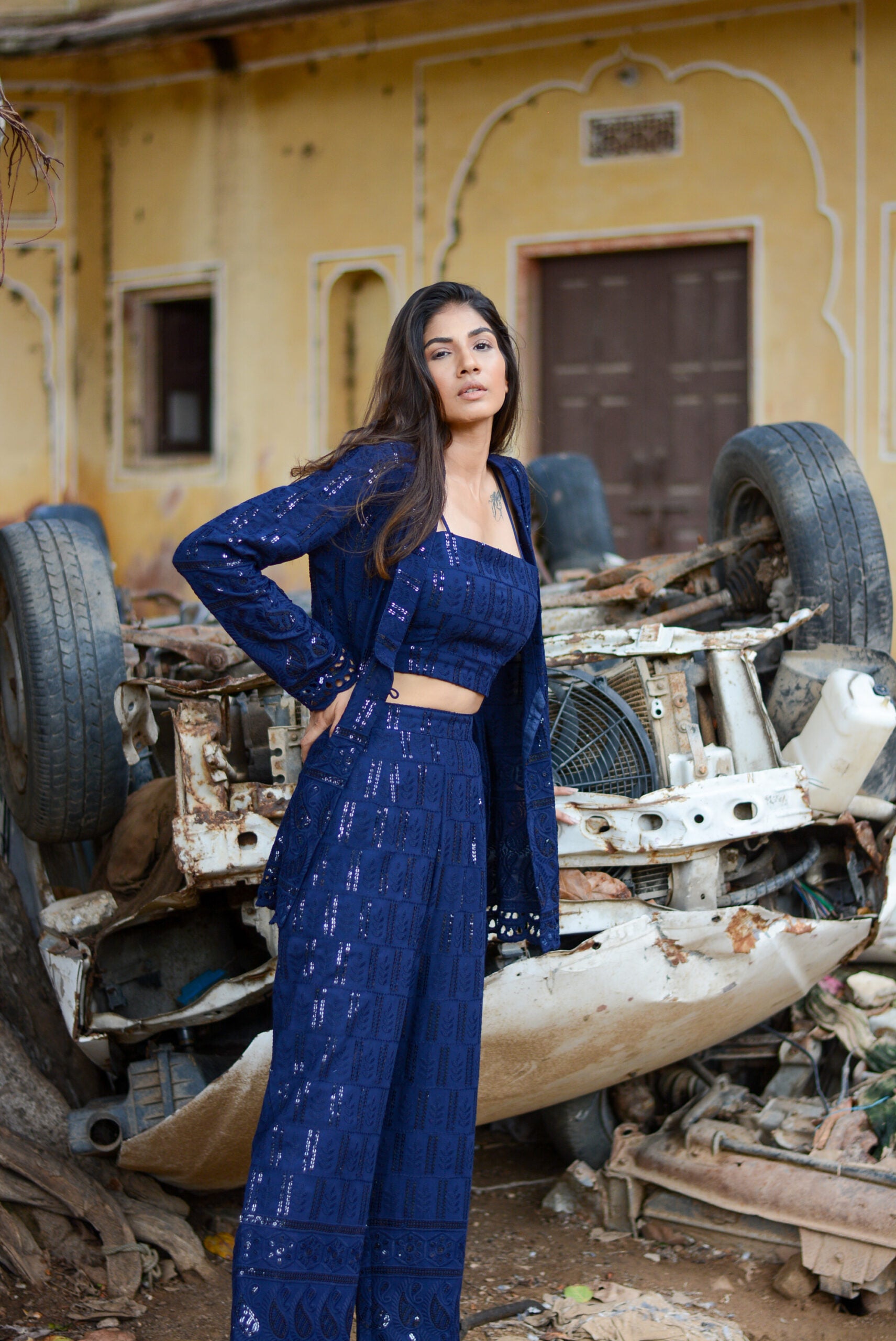 Moh The eternal dhaga- Chikankari three piece co-ord set