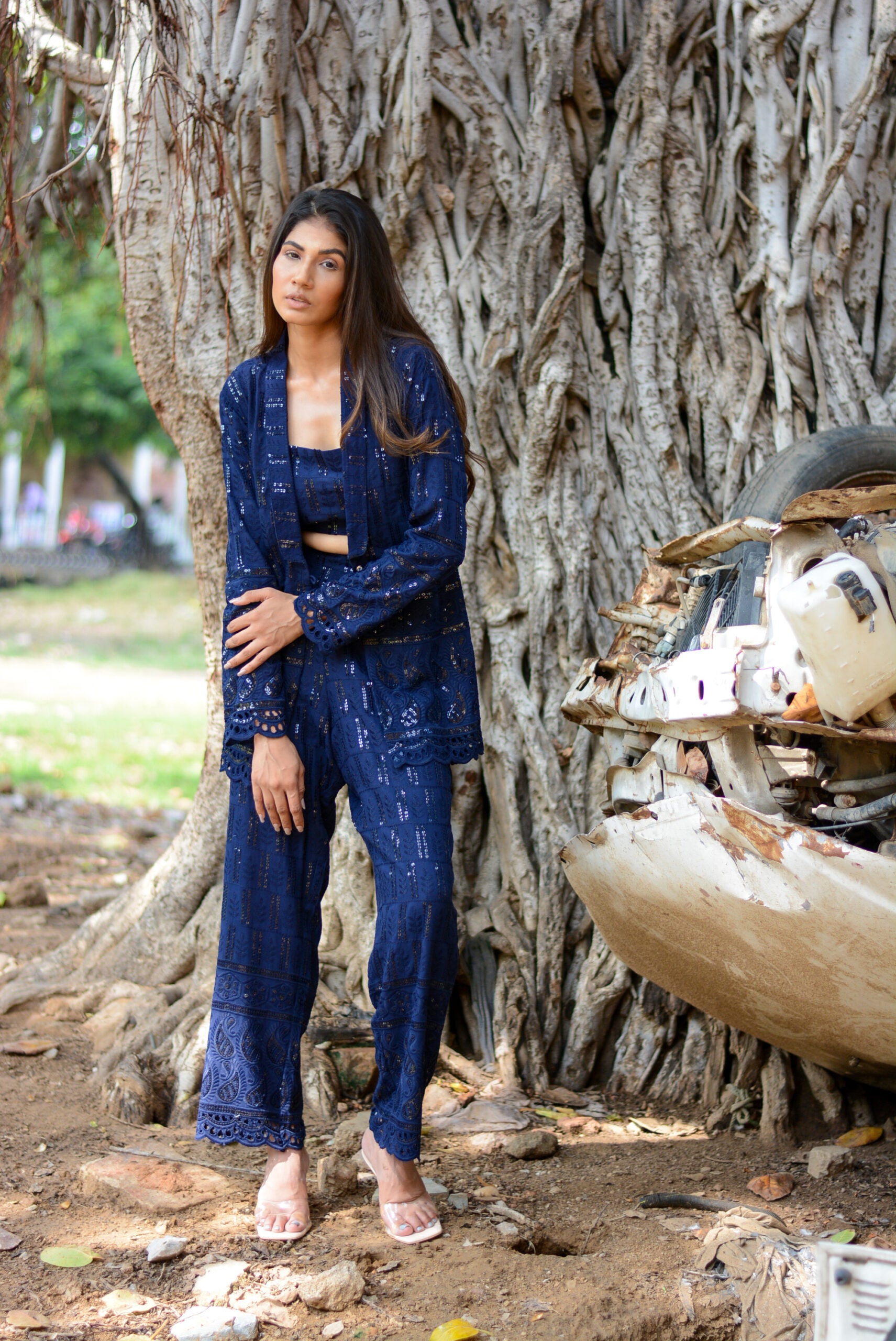 Moh The eternal dhaga- Chikankari three piece co-ord set