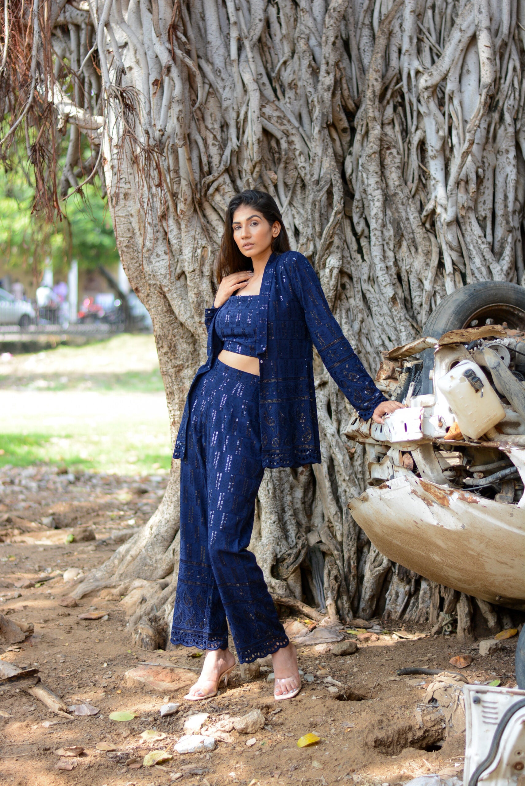 Moh The eternal dhaga- Chikankari three piece co-ord set