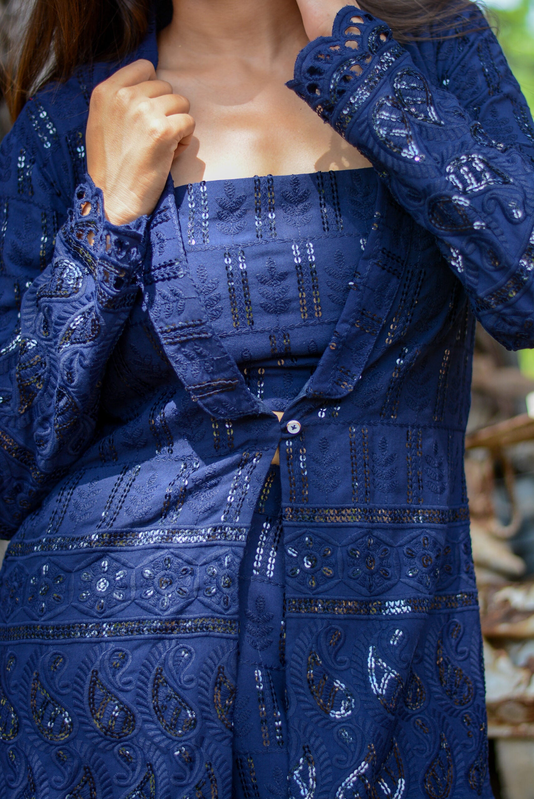 Moh The eternal dhaga- Chikankari three piece co-ord set