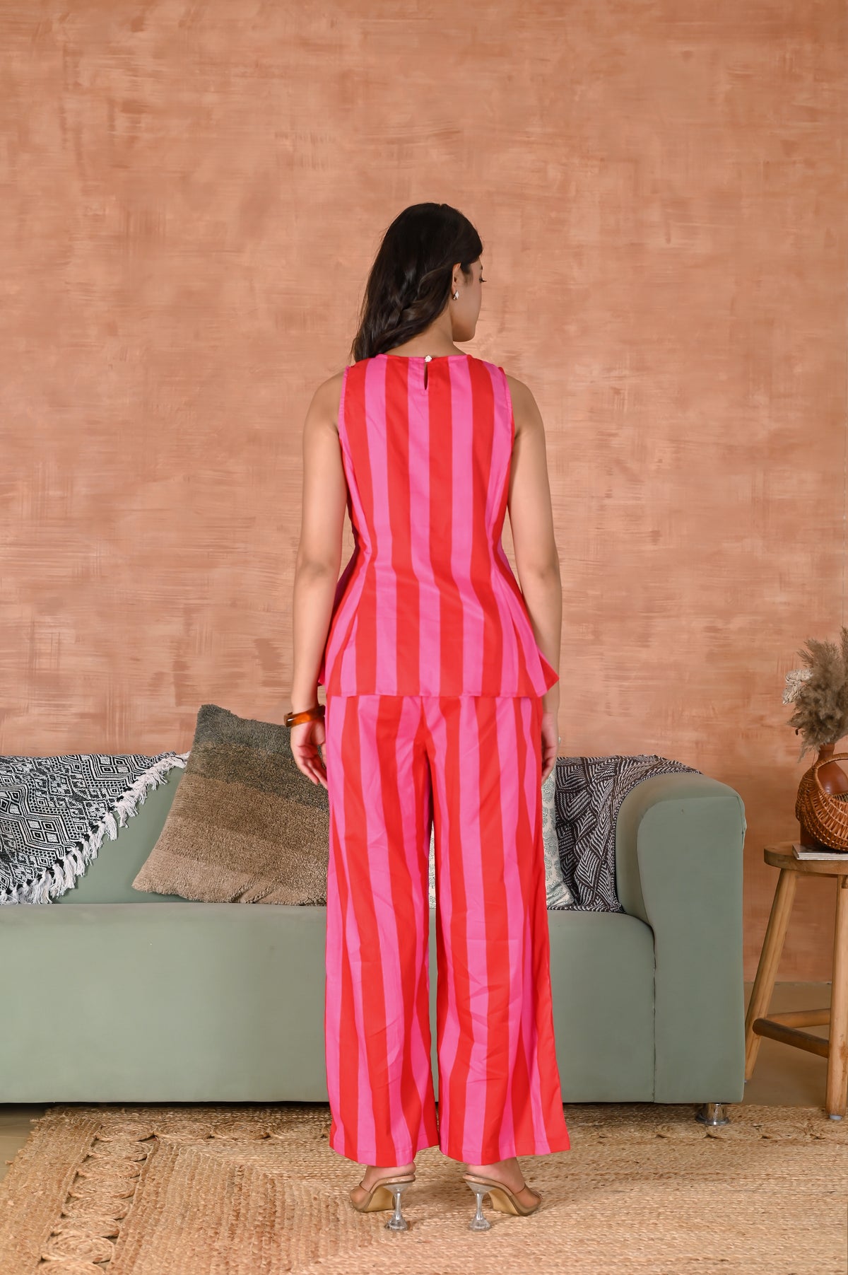 Gulnaar Cotton Strip Printed Co-ord Set