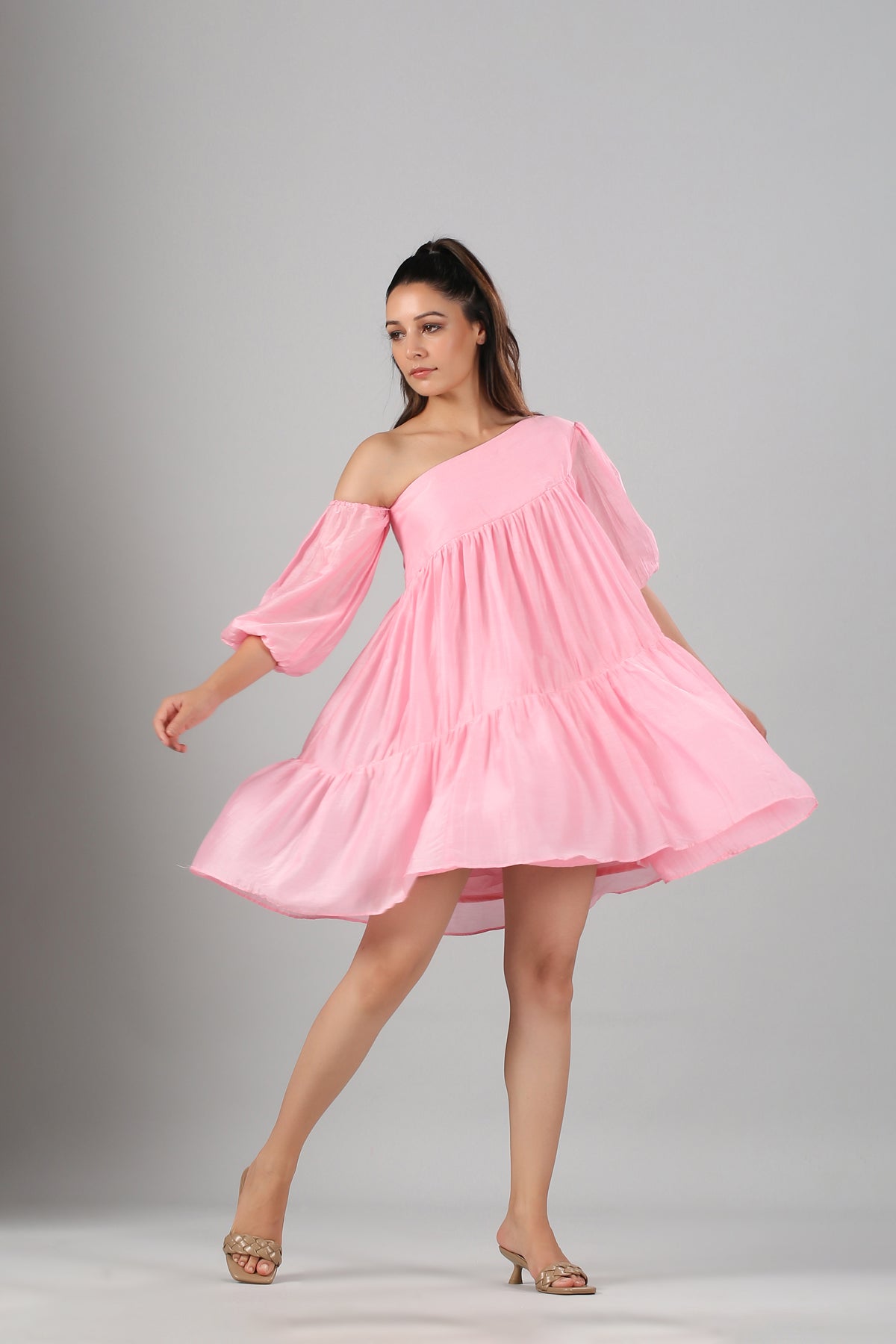 Pink Off Shoulder Dress