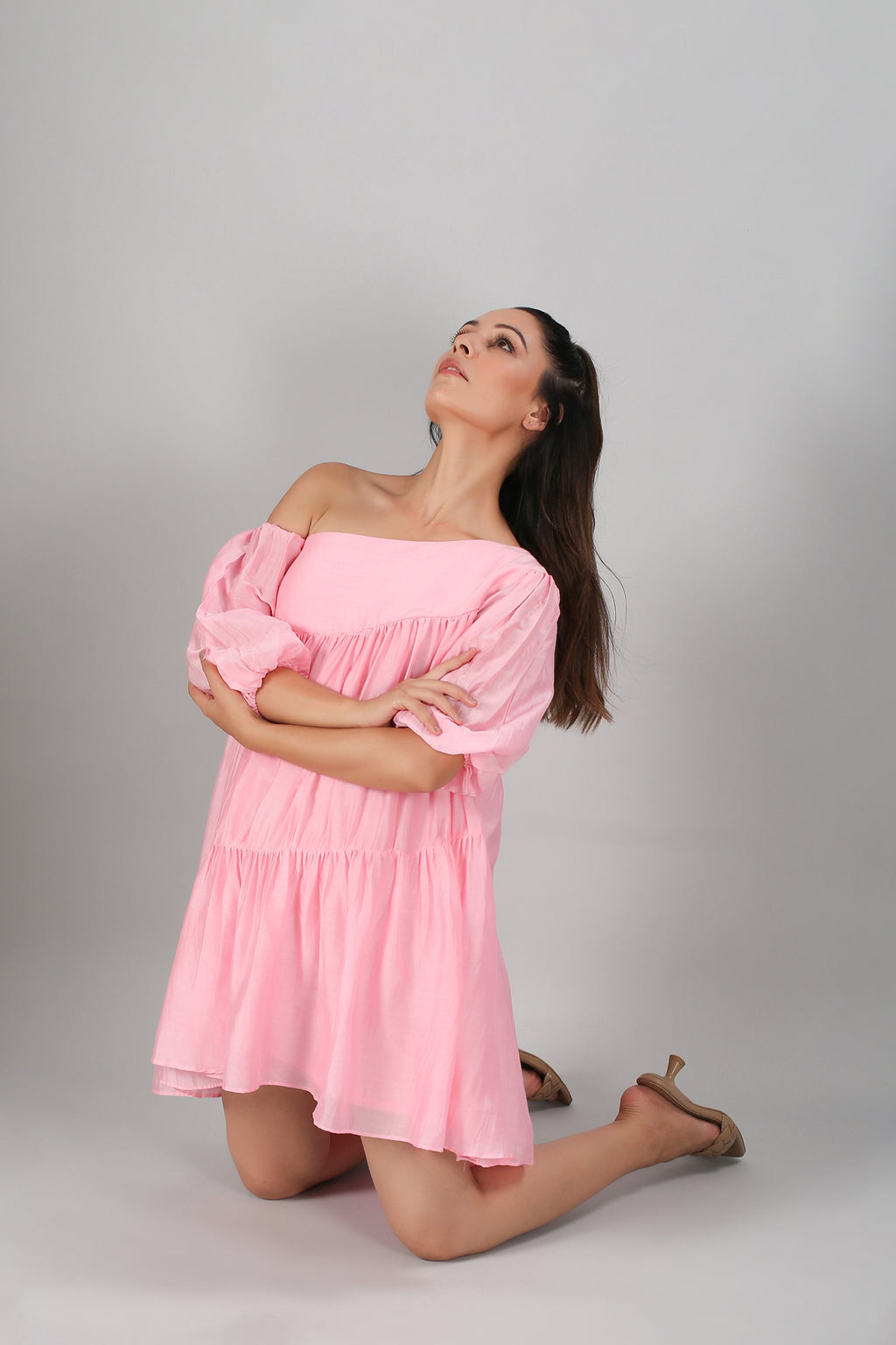 Pink Off Shoulder Dress
