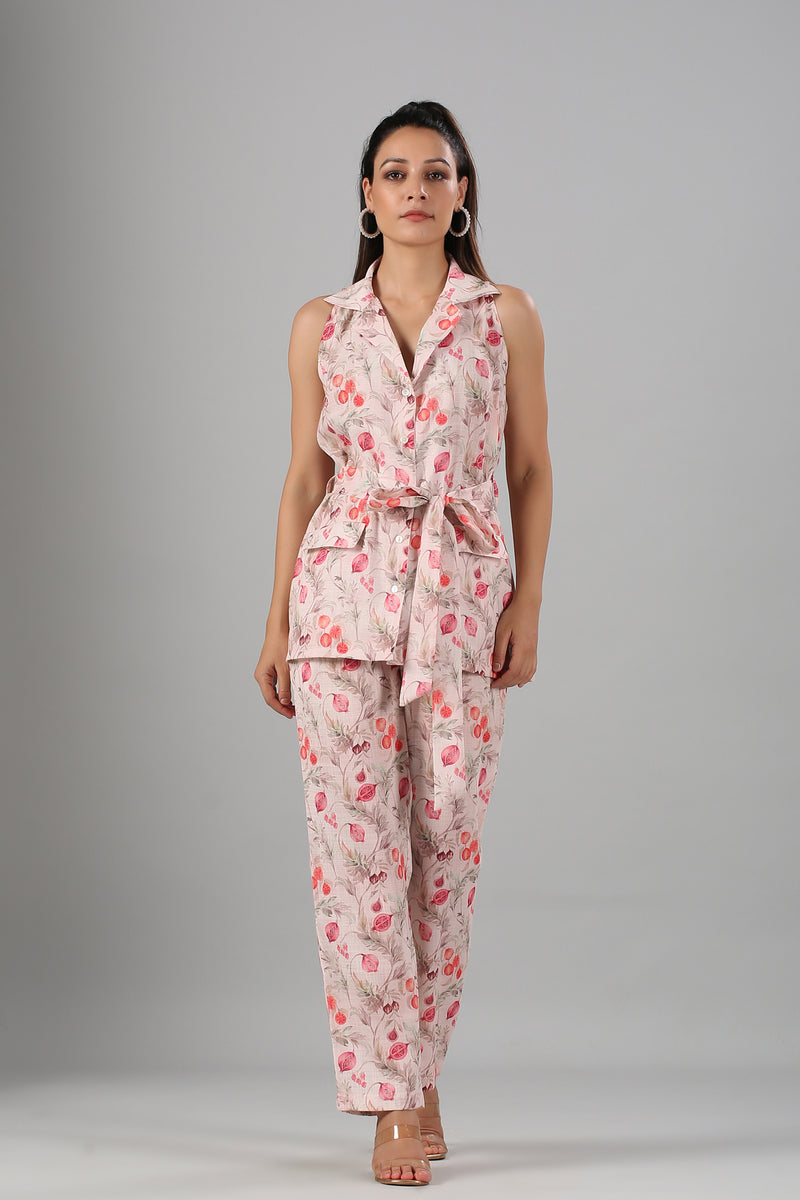 Linen pomegranate printed co-ord set