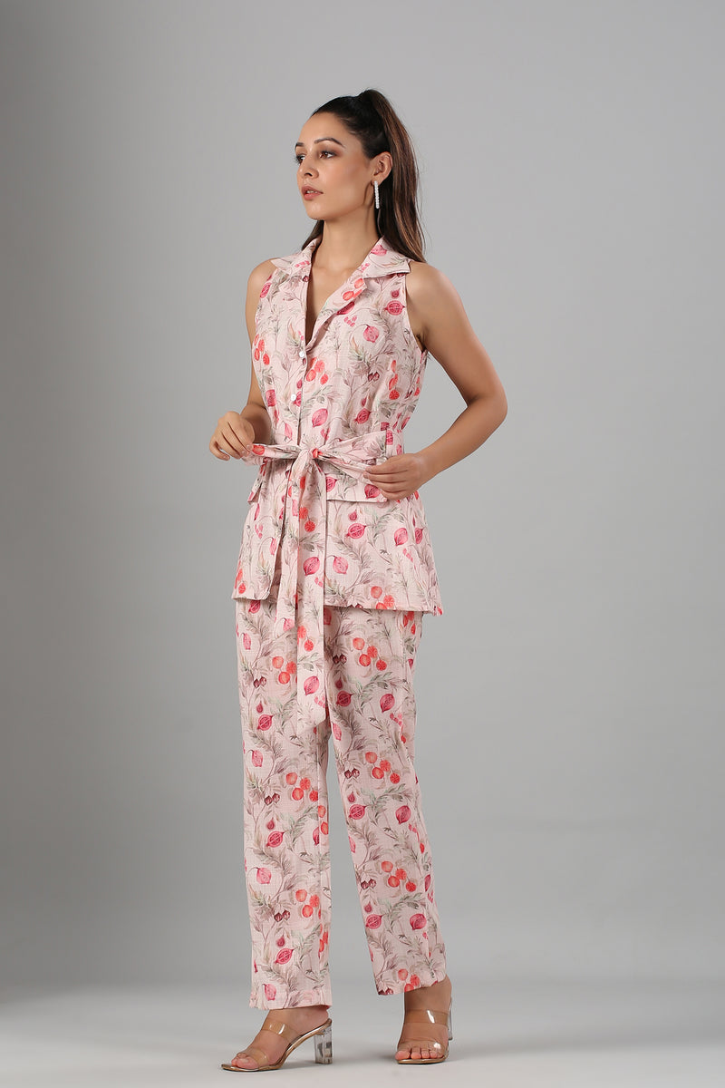 Linen pomegranate printed co-ord set