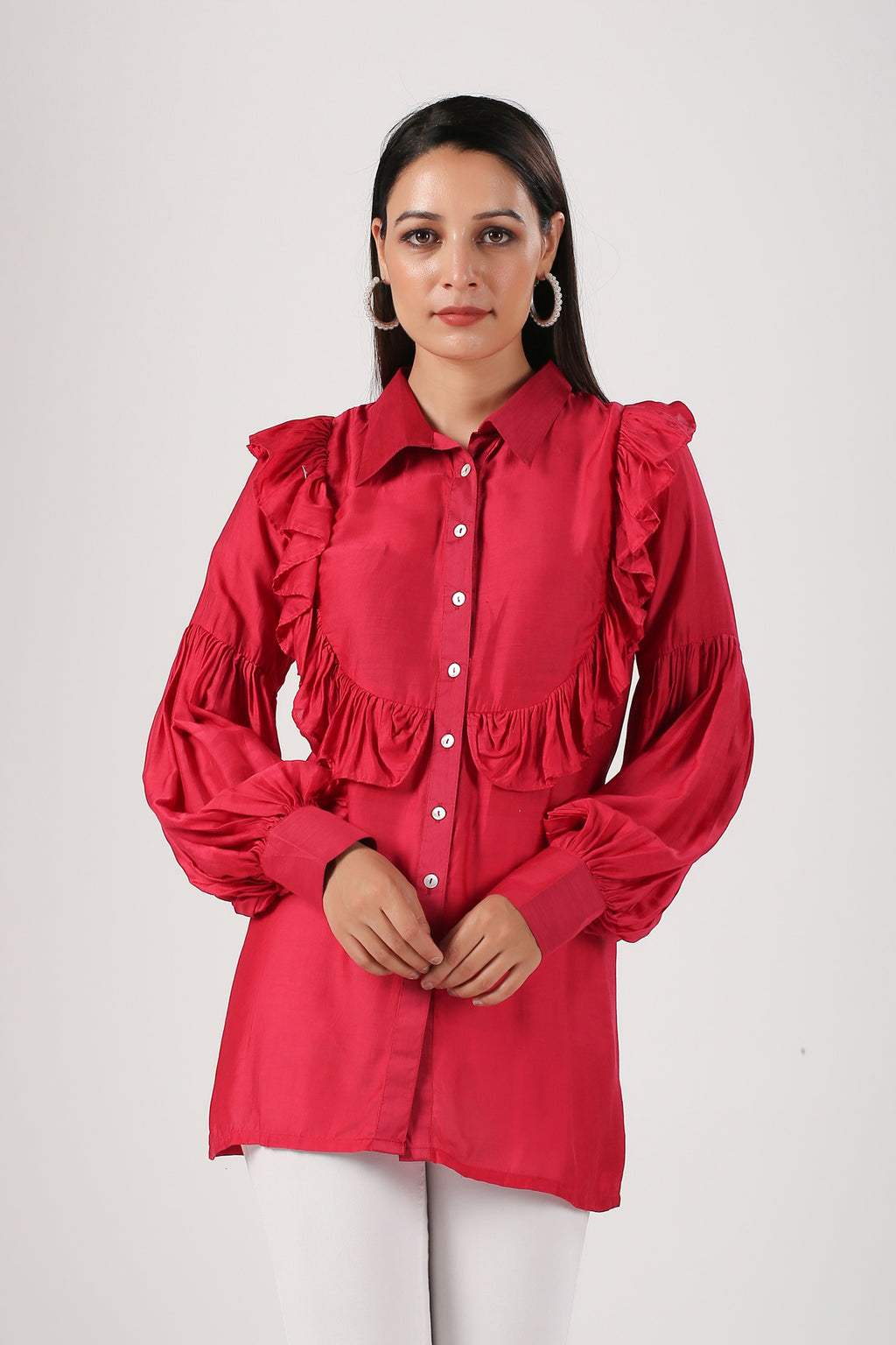 Viva Magenta 2023 Ruffle Shirt