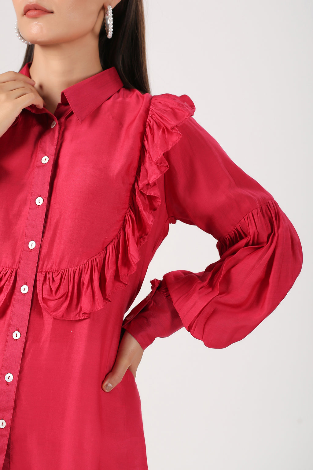 Viva Magenta 2023 Ruffle Shirt