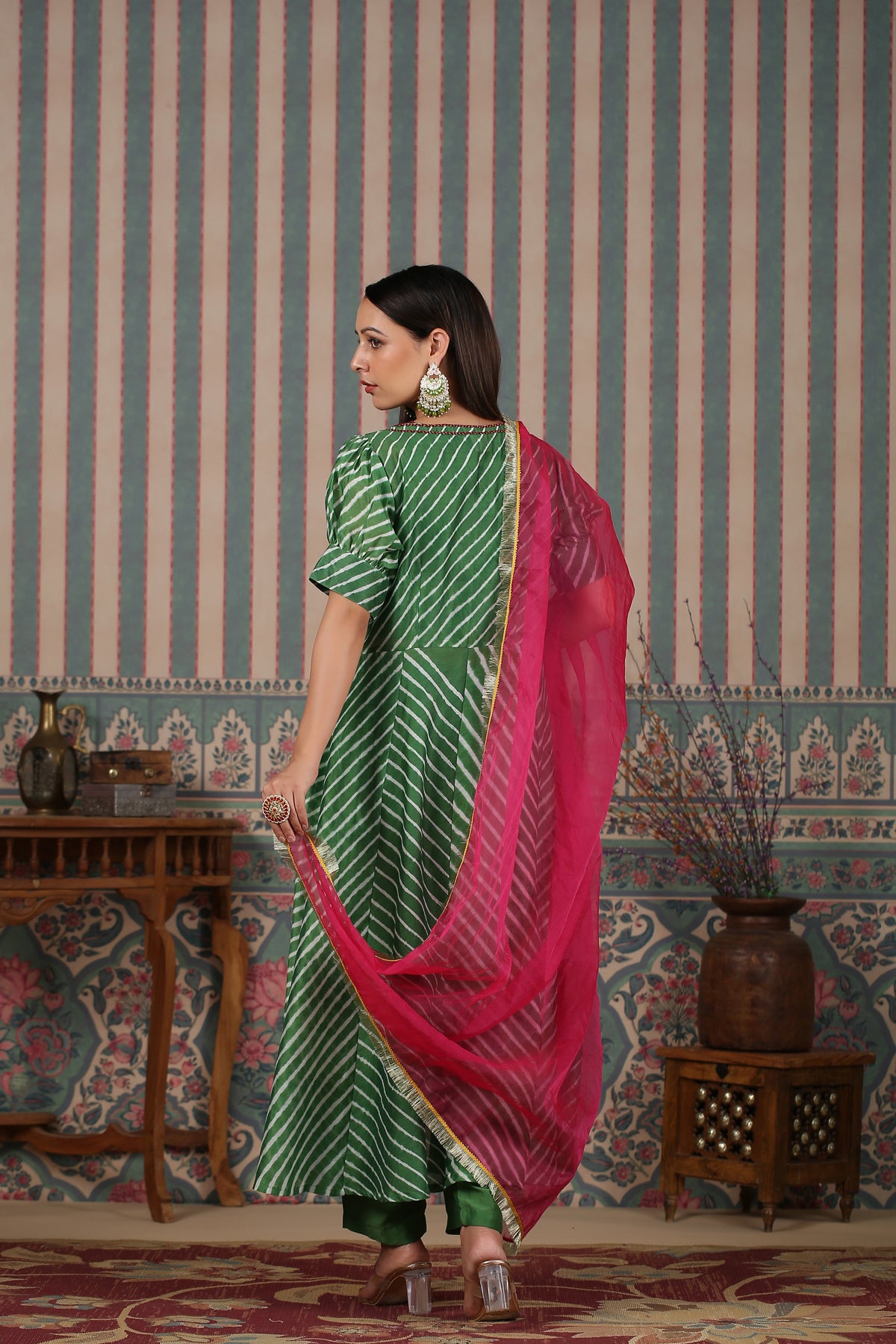 Green Lehriya Set