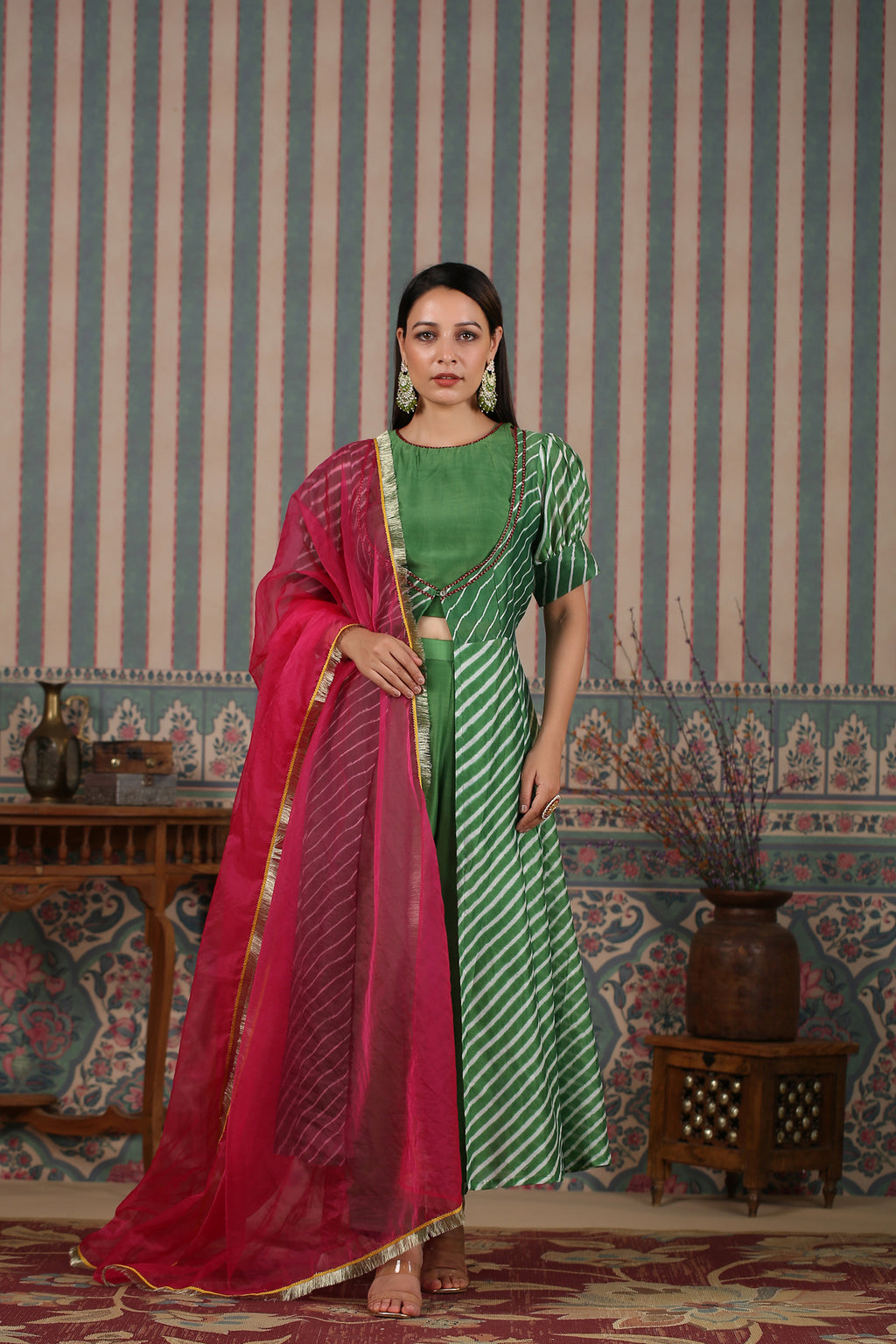 Green Lehriya Set