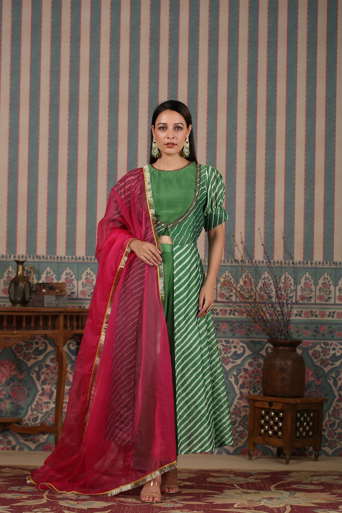 Green Lehriya Set