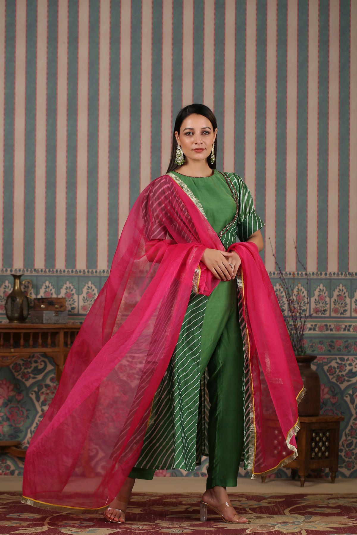 Green Lehriya Set