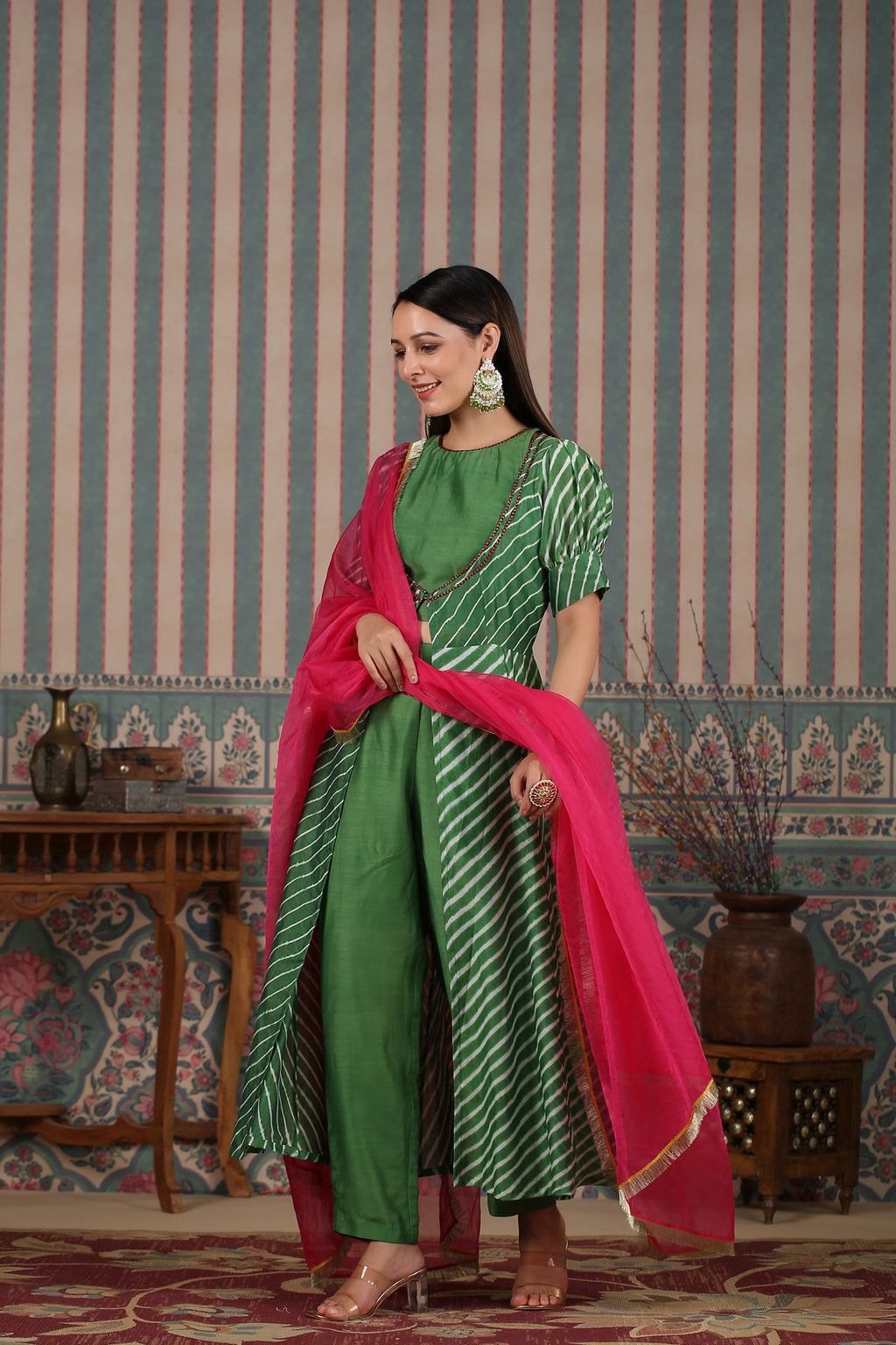 Green Lehriya Set