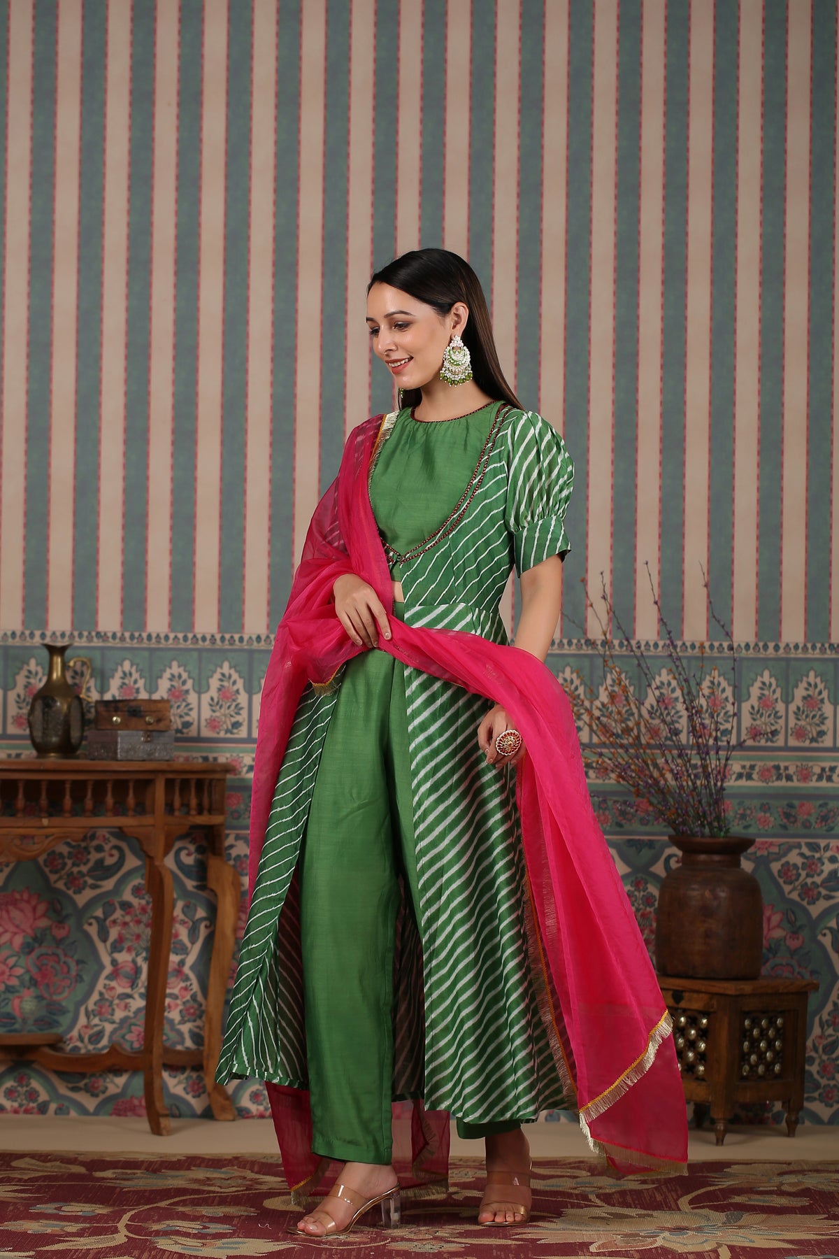 Green Lehriya Set