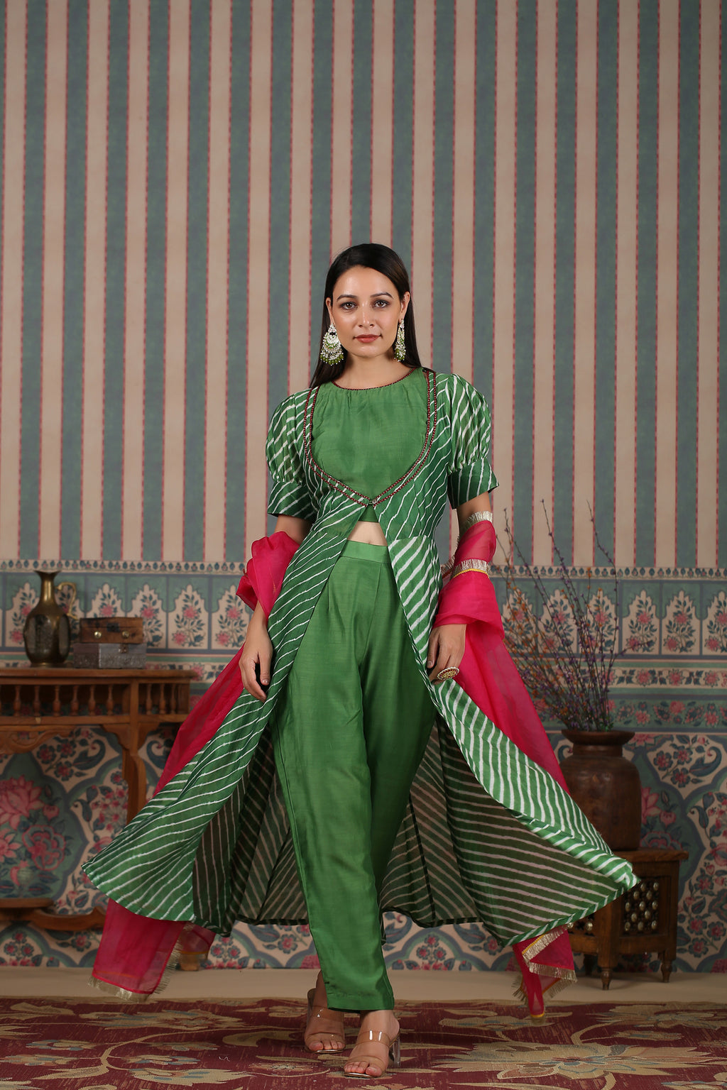 Green Lehriya Set