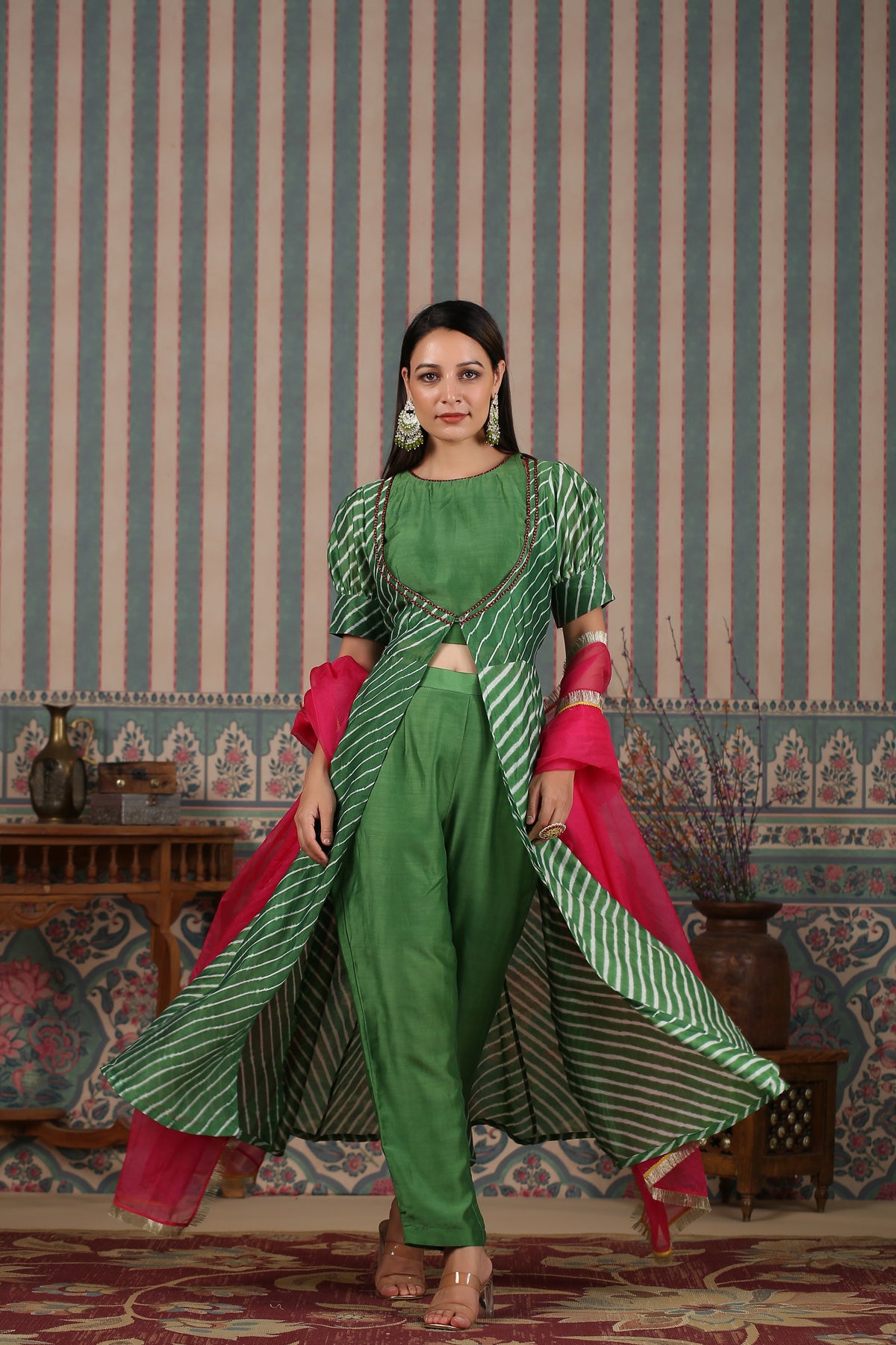 Green Lehriya Set