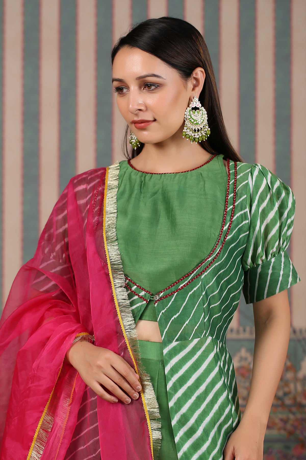 Green Lehriya Set