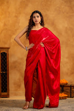 Red organza Pants saree