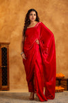 Red organza Pants saree