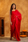 Red organza Pants saree