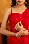 Red organza Pants saree