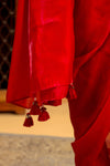 Red organza Pants saree