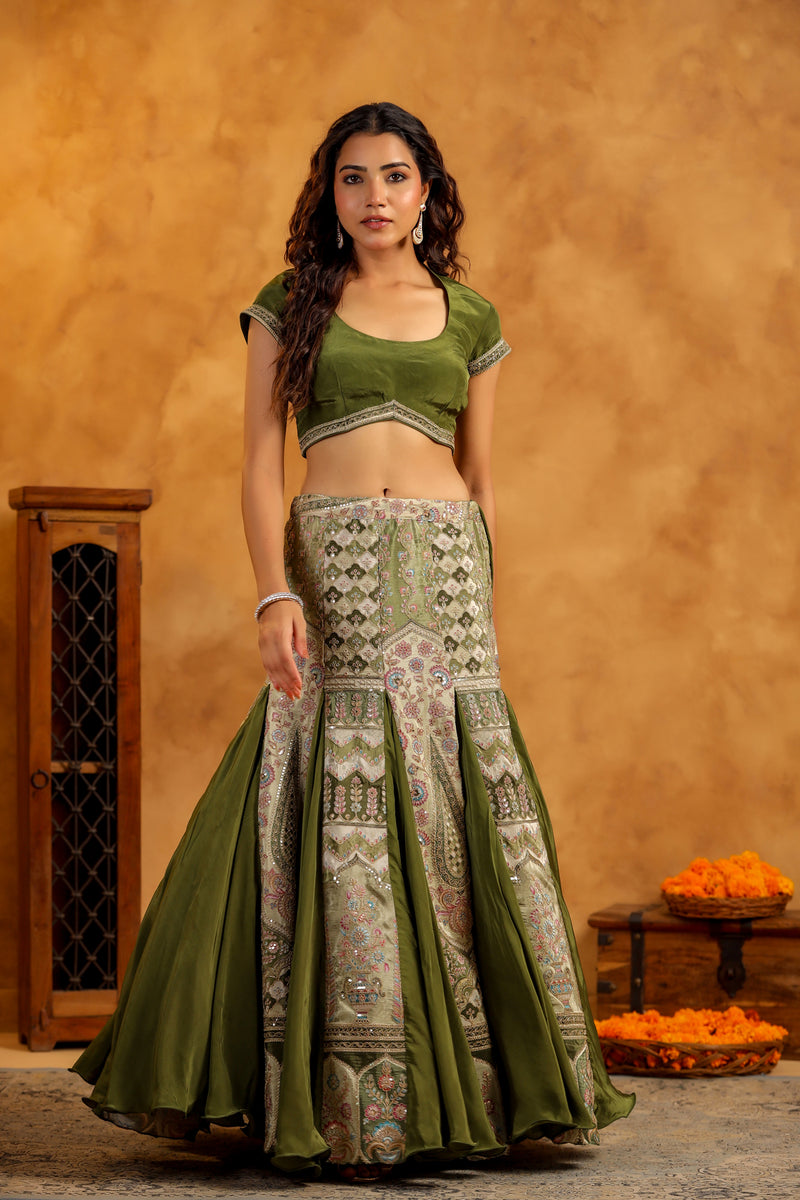 Green Mahendi lehenga