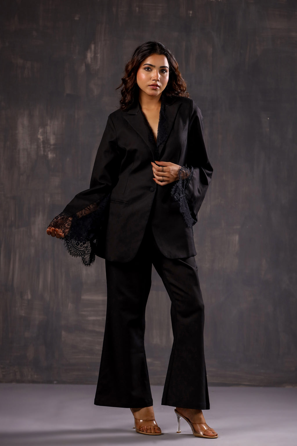 Black Beauty Lace Blazer pants co-ord set