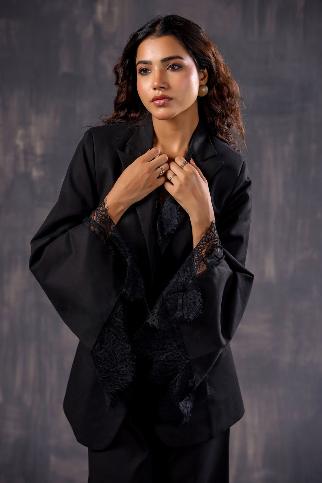 Black Beauty Lace Blazer pants co-ord set