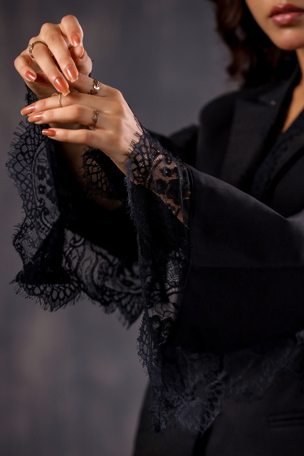 Black Beauty Lace Blazer pants co-ord set