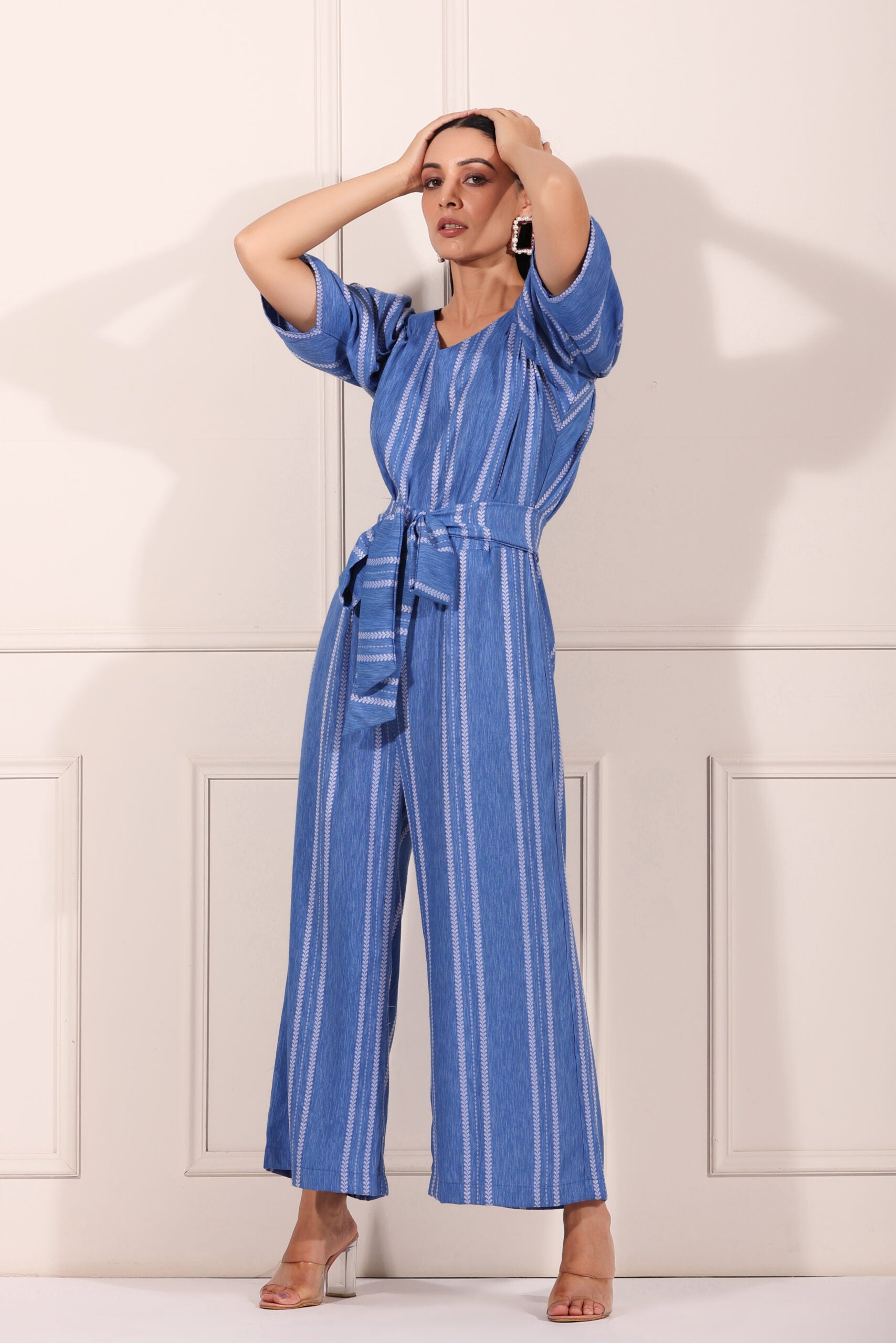 MOH The eternal dhaga – Blue striped Jumpsuit