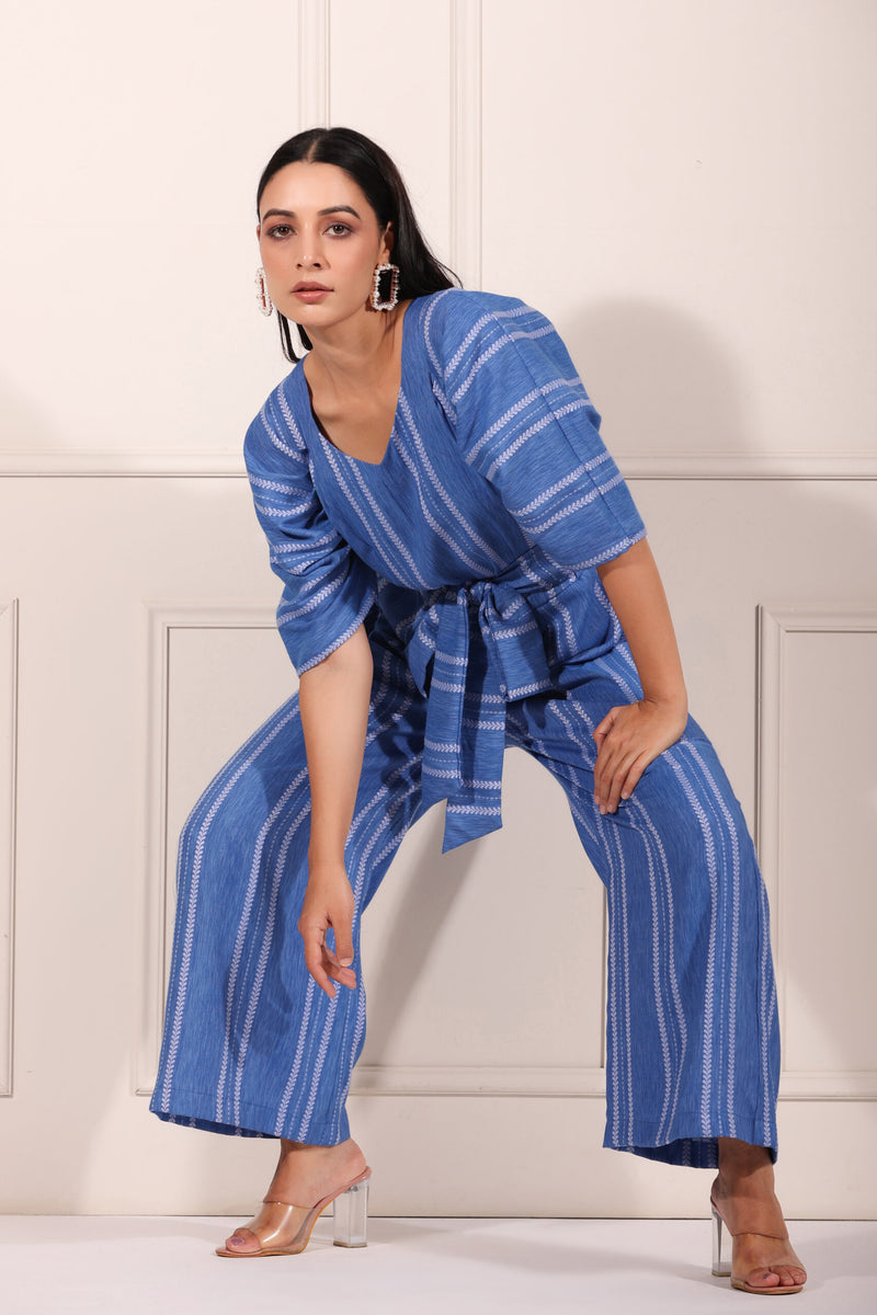 MOH The eternal dhaga – Blue striped Jumpsuit