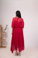 Moh The eternal dhaga- Georgette Red Dress