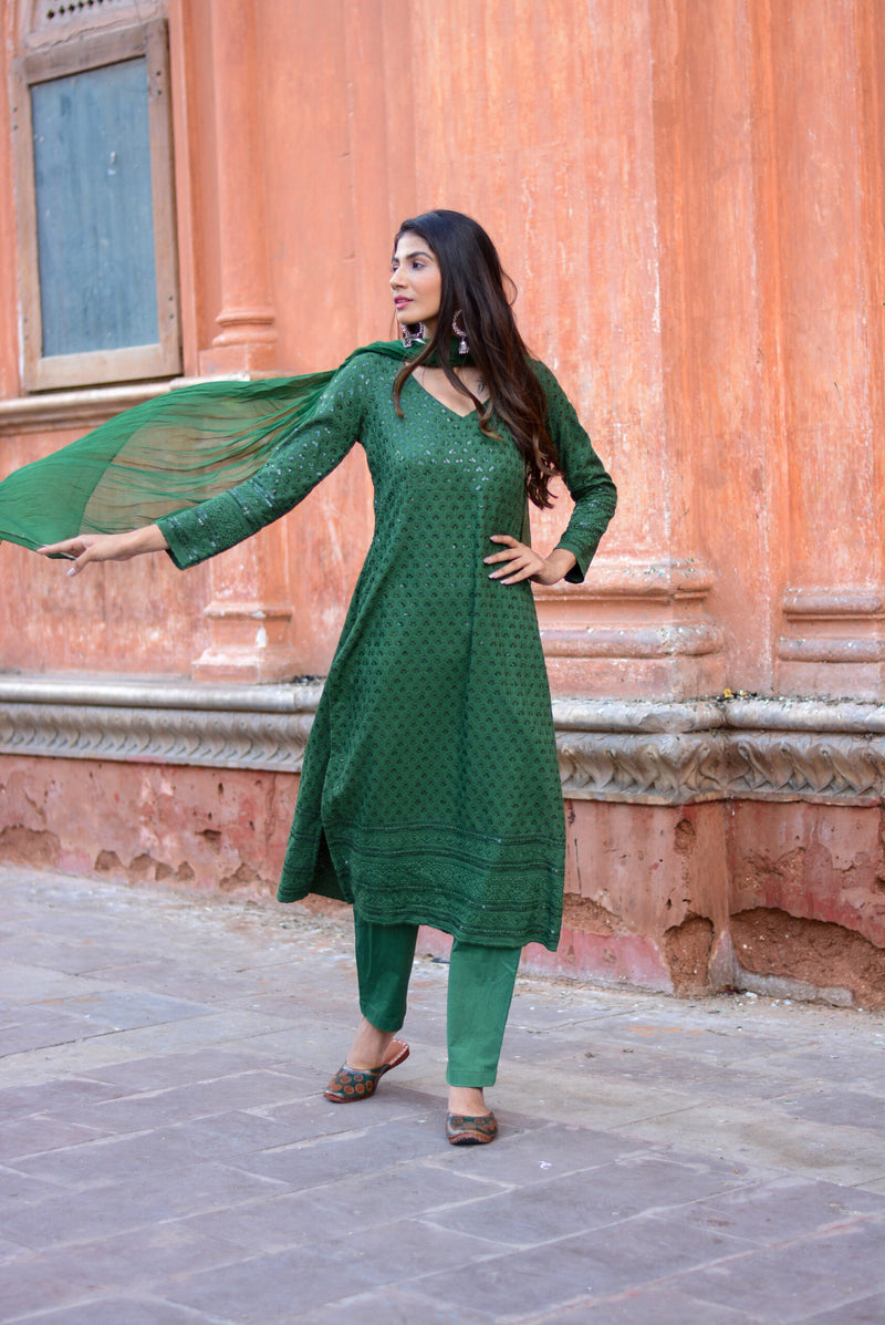 Parsi Neckline Chikankari Suit | Chikankari suits, Hand work blouse design,  Blouse work designs