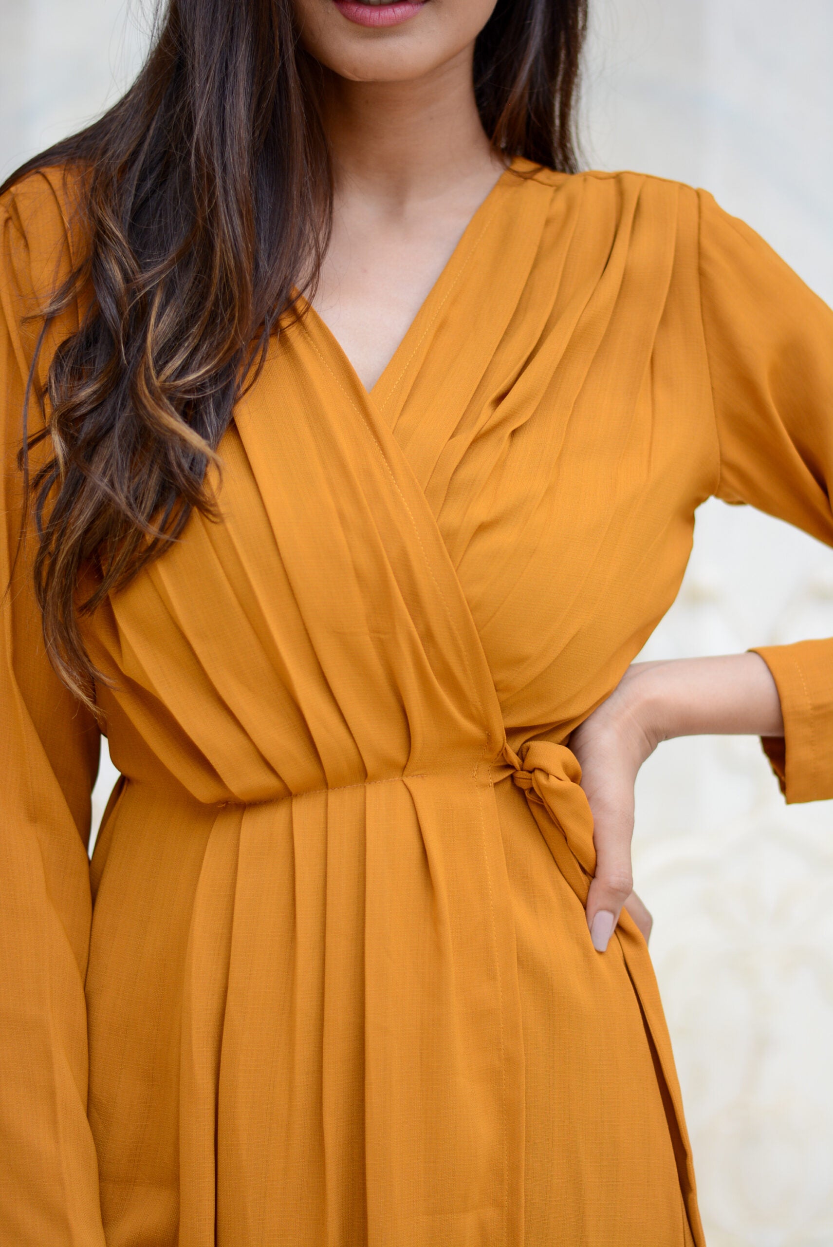 Mustard wrap dress