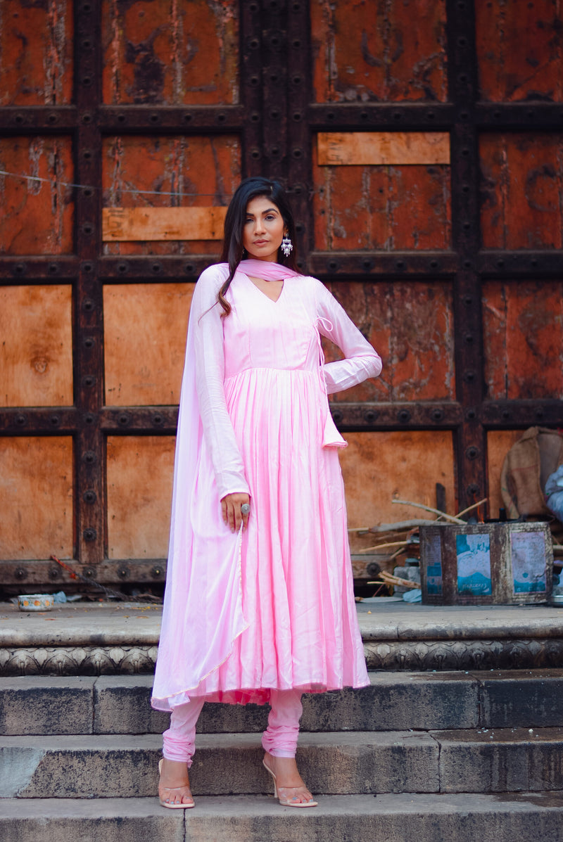 MOH  The eternal dhaga- Taffy pink anagrakha anarkali suit set