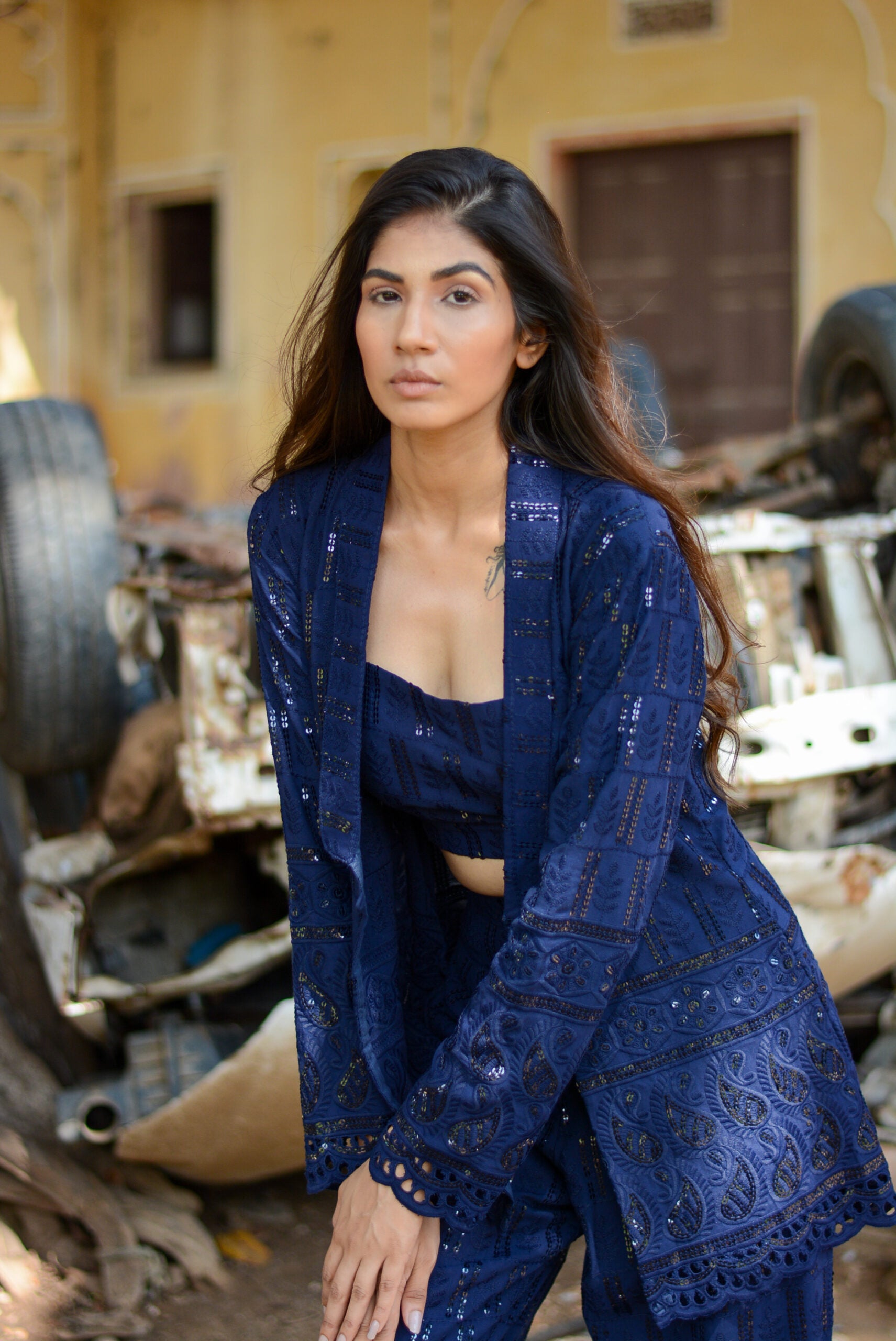 Moh The eternal dhaga- Chikankari three piece co-ord set