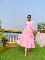 MOH  The eternal dhaga- Taffy pink anagrakha anarkali suit set