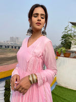 MOH  The eternal dhaga- Taffy pink anagrakha anarkali suit set